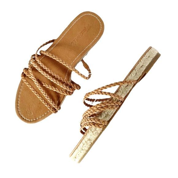 NEW Madewell The Kathryn Espadrille Slide Sandal Tan Leather Women’s Size 6.5 - Picture 1 of 15